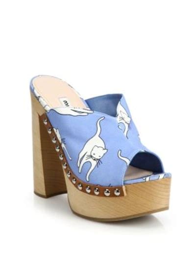 miu miu cat print clogs|Miu Miu Cat.